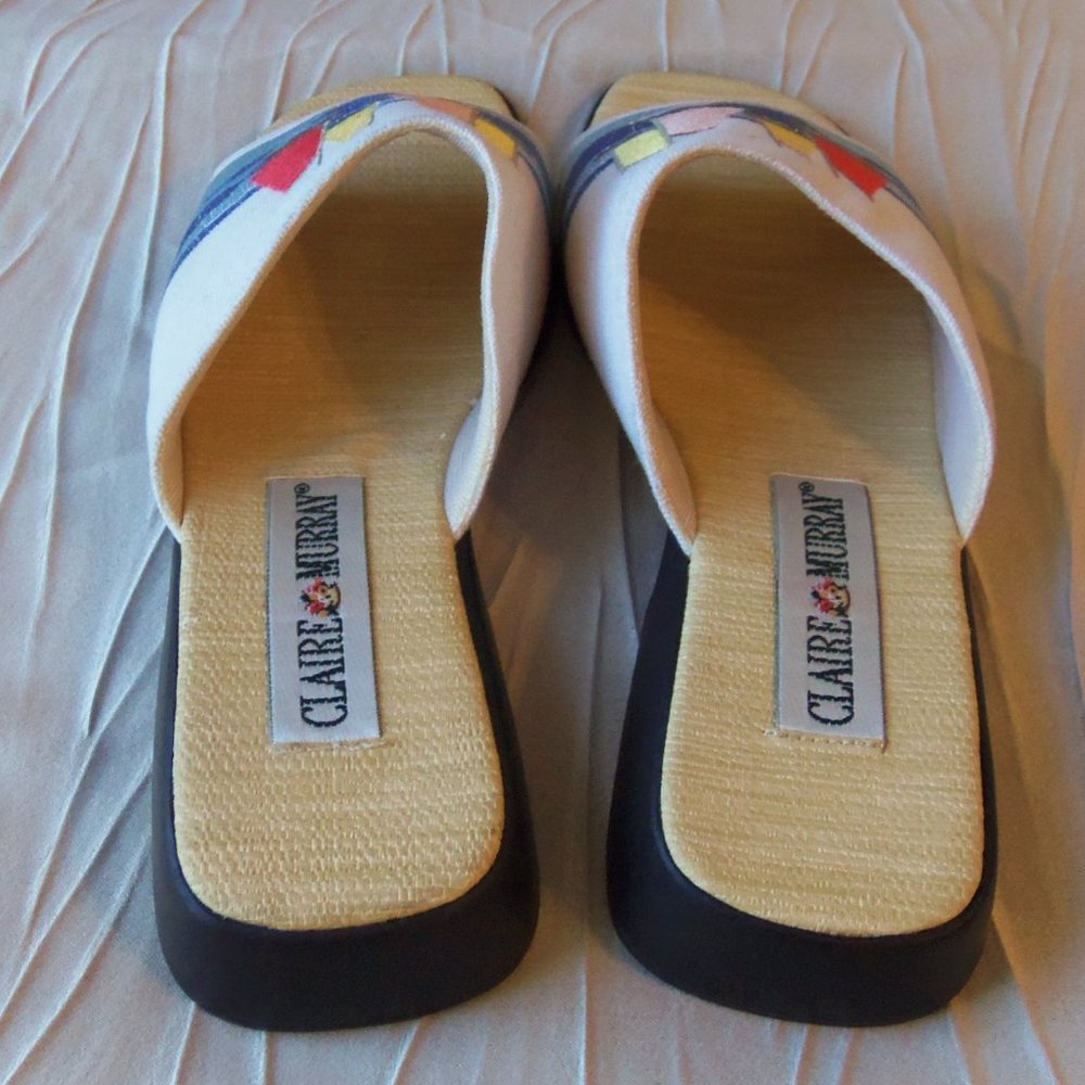 RARE DISCONTINUED Claire Murray Embroidered Sailboat Sandals New sz 8 - Picture 6 of 10